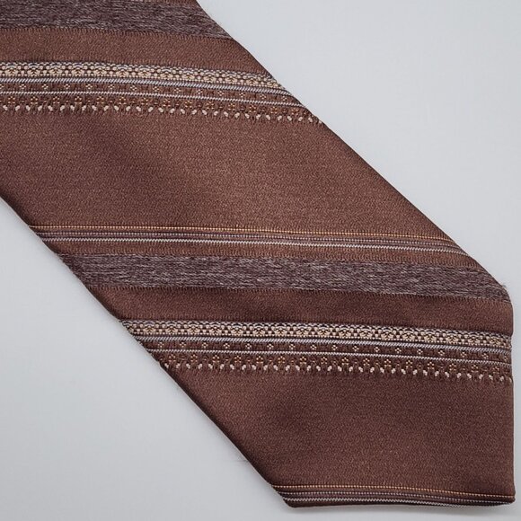 Mervyn's Necktie Stripe Brown Textured 3" W 54" L VTG Retro - Picture 2 of 5